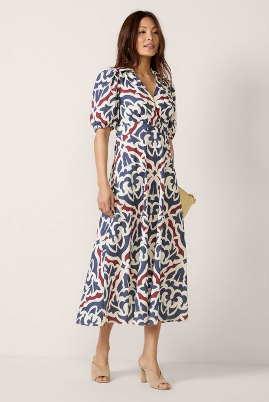 Hutch Laurel V-Neck Short Sleeves Midi Dress - 10